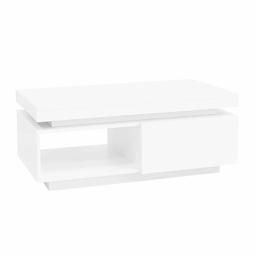 Mesa de centro moderna de alto brilho 100x50x40,3 cm - Mesa elegante com iluminação LED, gaveta e capacidade de carga de 50 kg Mesa de centro moderna de alto brilho 100x50x40,3 cm - Mesa elegante com iluminação LED, gaveta e capacidade de carga de 50 kg