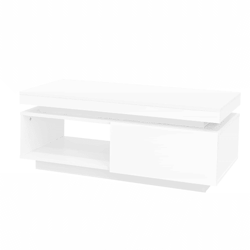 Mesa de centro moderna de alto brilho 100x50x40,3 cm - Mesa elegante com iluminação LED, gaveta e capacidade de carga de 50 kg Mesa de centro moderna de alto brilho 100x50x40,3 cm - Mesa elegante com iluminação LED, gaveta e capacidade de carga de 50 kg