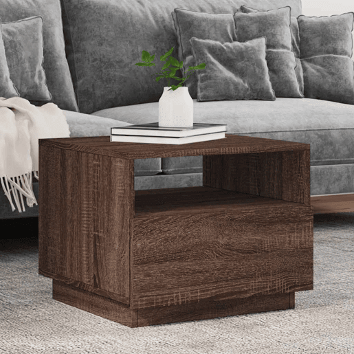 Mesa de Centro, Mesa baixa, com luzes LED 50x49x40 cm carvalho castanho