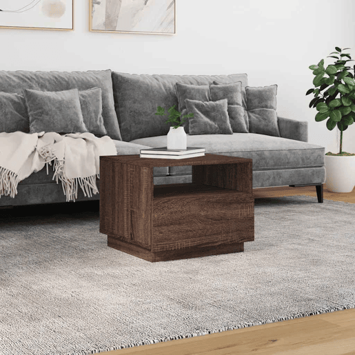 Mesa de Centro, Mesa baixa, com luzes LED 50x49x40 cm carvalho castanho