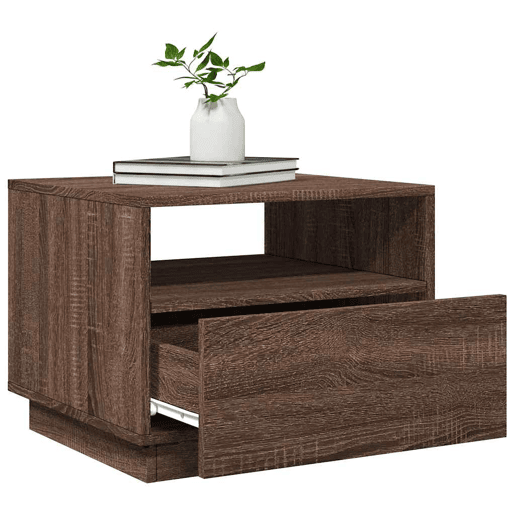 Mesa de Centro, Mesa baixa, com luzes LED 50x49x40 cm carvalho castanho