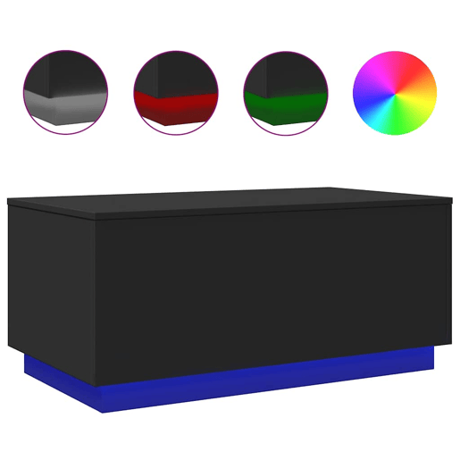 Mesa de Centro, Mesa baixa, com luzes LED 90x50x40 cm preto