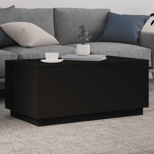 Mesa de Centro, Mesa baixa, com luzes LED 90x50x40 cm preto