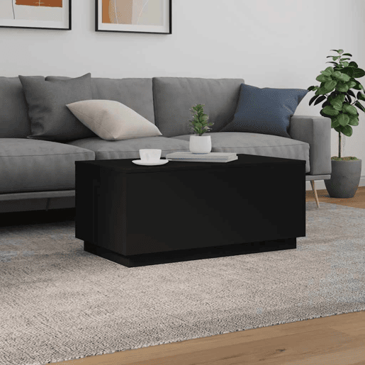 Mesa de Centro, Mesa baixa, com luzes LED 90x50x40 cm preto