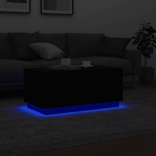 Mesa de Centro, Mesa baixa, com luzes LED 90x50x40 cm preto