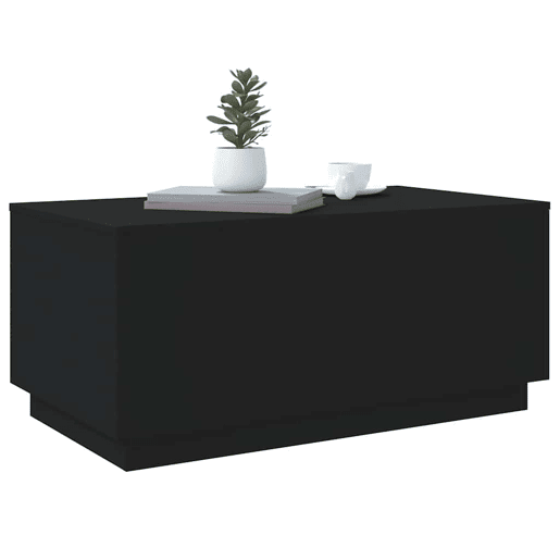 Mesa de Centro, Mesa baixa, com luzes LED 90x50x40 cm preto