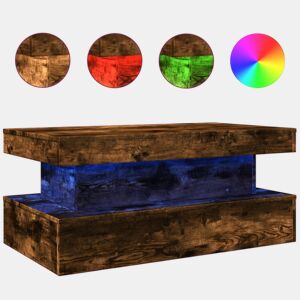 Mesa de Centro, Mesa baixa, com luzes LED 90x50x40 cm carvalho fumado