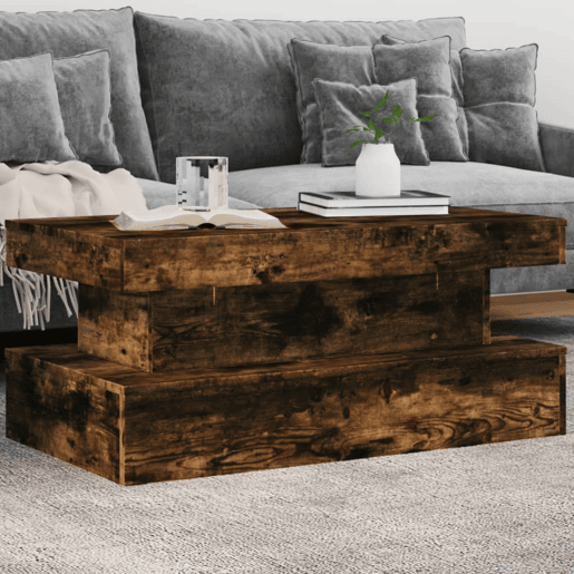 Mesa de Centro, Mesa baixa, com luzes LED 90x50x40 cm carvalho fumado