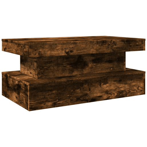 Mesa de Centro, Mesa baixa, com luzes LED 90x50x40 cm carvalho fumado