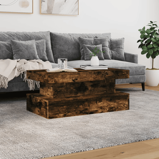 Mesa de Centro, Mesa baixa, com luzes LED 90x50x40 cm carvalho fumado