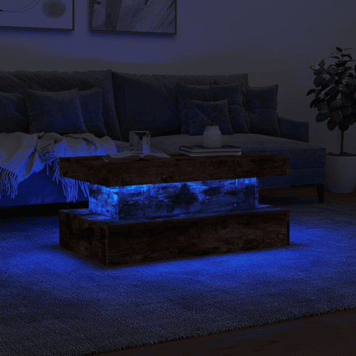 Mesa de Centro, Mesa baixa, com luzes LED 90x50x40 cm carvalho fumado