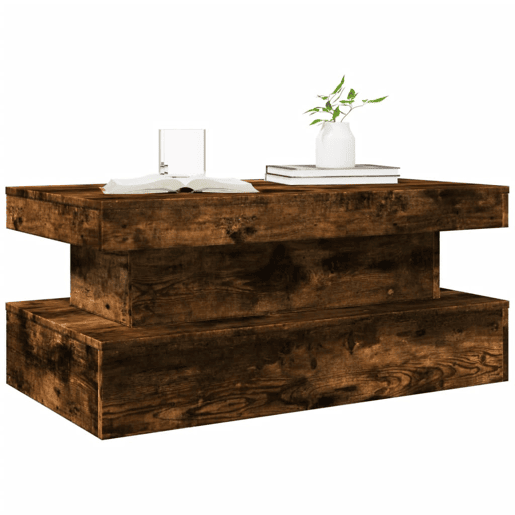 Mesa de Centro, Mesa baixa, com luzes LED 90x50x40 cm carvalho fumado