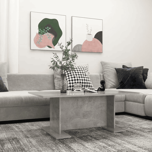 Mesa de Centro, Mesa baixa, 103,5x60x40 cm contraplacado cinzento cimento