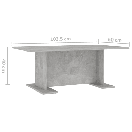 Mesa de Centro, Mesa baixa, 103,5x60x40 cm contraplacado cinzento cimento