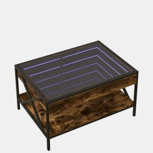 Mesa de Centro, Mesa baixa, luzes LED Infinity 70x50x38 cm carvalho fumado