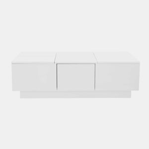 Mesa de centro - 2 gavetas e 2 cómodas - aglomerado de partículas - Branco