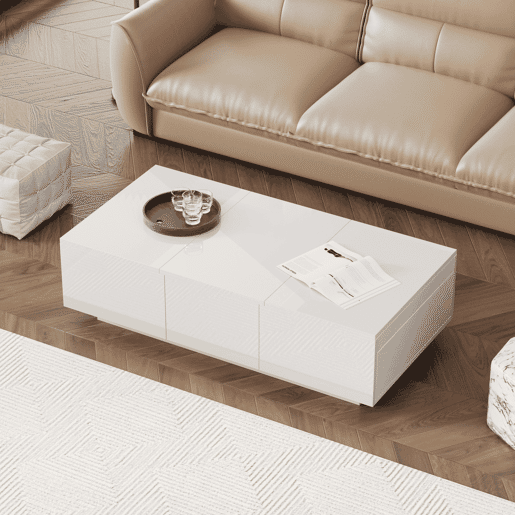 Mesa de centro - 2 gavetas e 2 cómodas - aglomerado de partículas - Branco Mesa de centro - 2 gavetas e 2 cómodas - aglomerado de partículas - Branco