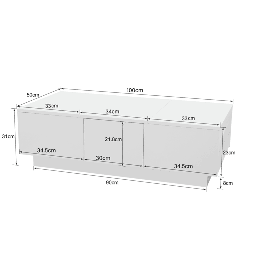 Mesa de centro - 2 gavetas e 2 cómodas - aglomerado de partículas - Branco Mesa de centro - 2 gavetas e 2 cómodas - aglomerado de partículas - Branco
