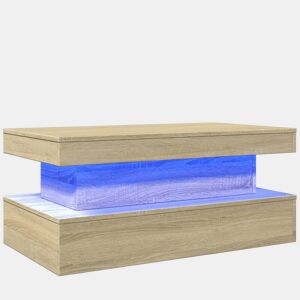Mesa de Centro, Mesa baixa, com luzes LED 90x50x40 cm carvalho sonoma