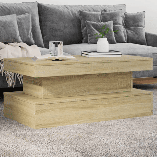 Mesa de Centro, Mesa baixa, com luzes LED 90x50x40 cm carvalho sonoma