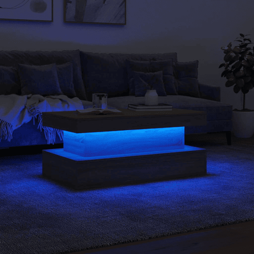 Mesa de Centro, Mesa baixa, com luzes LED 90x50x40 cm carvalho sonoma