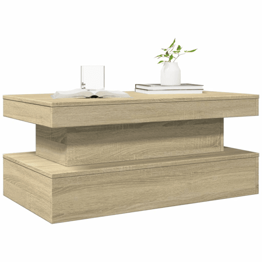 Mesa de Centro, Mesa baixa, com luzes LED 90x50x40 cm carvalho sonoma