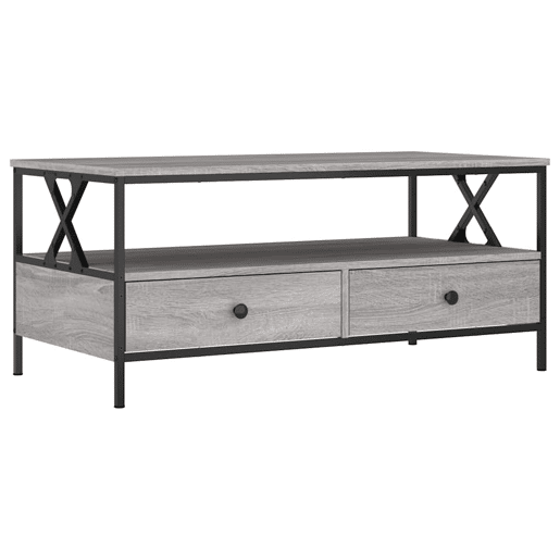 Mesa de Centro, Mesa baixa, 100x51x45cm derivados de madeira cinzento sonoma