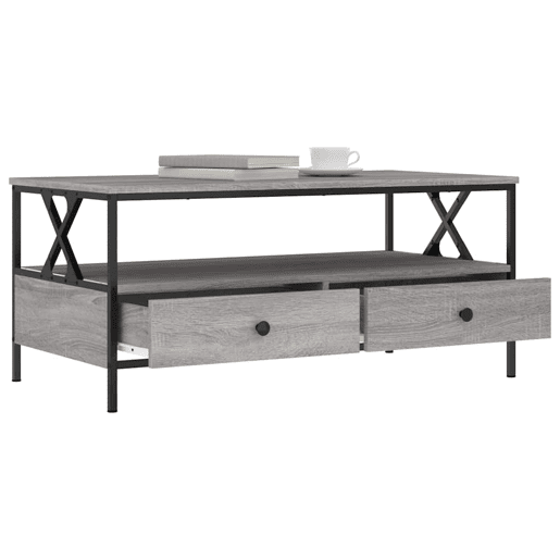 Mesa de Centro, Mesa baixa, 100x51x45cm derivados de madeira cinzento sonoma