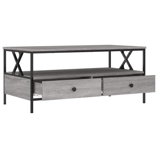 Mesa de Centro, Mesa baixa, 100x51x45cm derivados de madeira cinzento sonoma