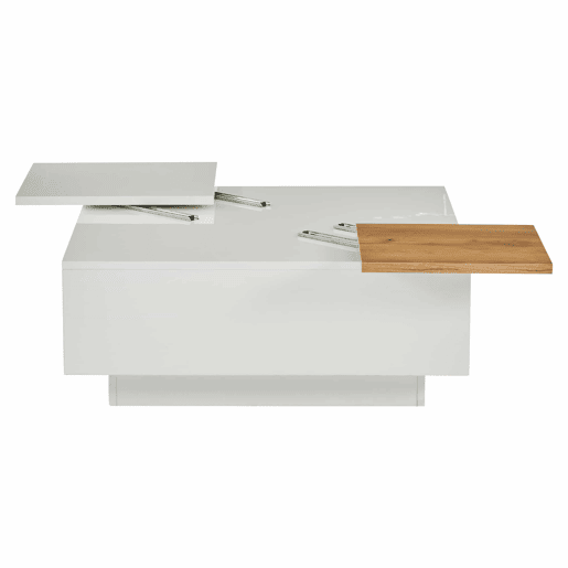 Mesa de centro quadrada 75x75x33,5cm - com 4 gavetas - Branco Mesa de centro quadrada 75x75x33,5cm - com 4 gavetas - Branco
