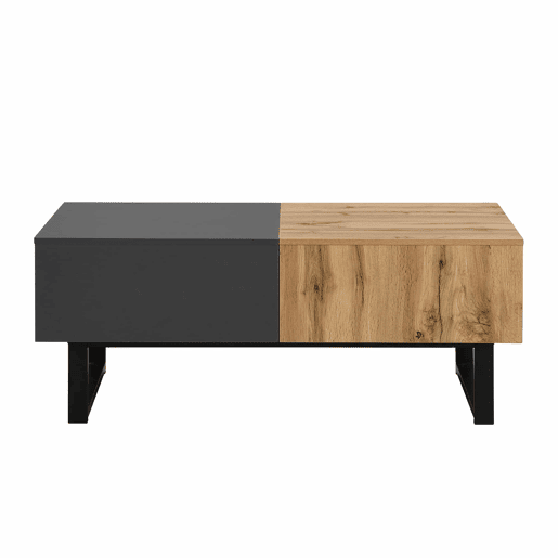 Mesa de centro multifuncional 155x55x40 cm - Madeira e metal, arrumação oculta, fácil de instalar - Natural