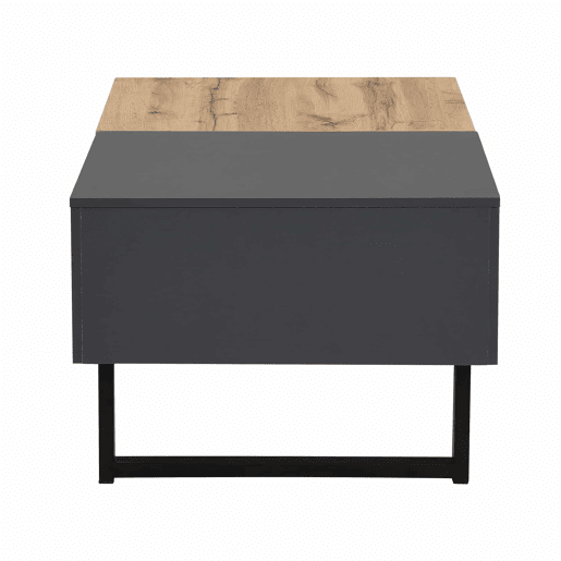 Mesa de centro multifuncional 155x55x40 cm - Madeira e metal, arrumação oculta, fácil de instalar - Natural
