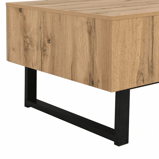 Mesa de centro multifuncional 155x55x40 cm - Madeira e metal, arrumação oculta, fácil de instalar - Natural