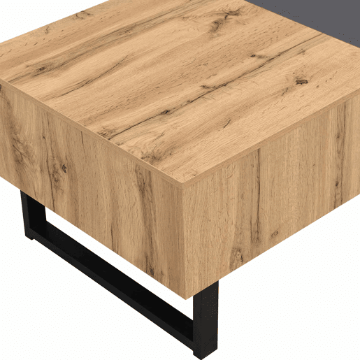 Mesa de centro multifuncional 155x55x40 cm - Madeira e metal, arrumação oculta, fácil de instalar - Natural