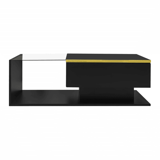 Mesa de centro 100 cm - Com vidro e efeito LED - Preto Mesa de centro 100 cm - Com vidro e efeito LED - Preto