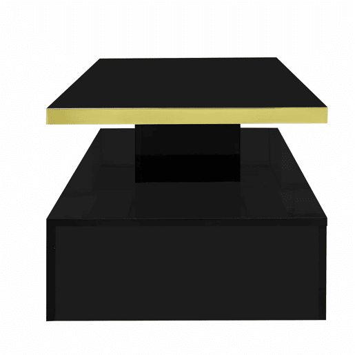 Mesa de centro com arrumação e LED - aspeto brilhante - Preto Mesa de centro com arrumação e LED - aspeto brilhante - Preto