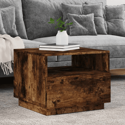 Mesa de Centro, Mesa baixa, com luzes LED 50x49x40 cm carvalho fumado