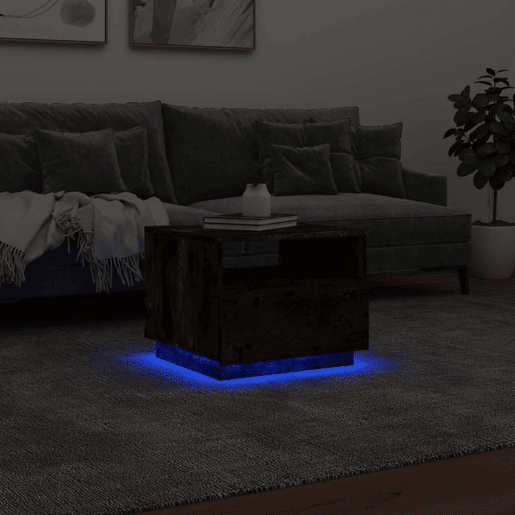 Mesa de Centro, Mesa baixa, com luzes LED 50x49x40 cm carvalho fumado