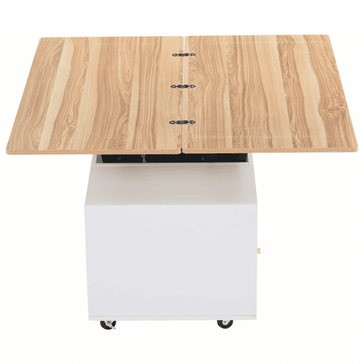 Mesa de sala elevável 100x50x47,5 cm - Mesa com função dobrável, 4 gavetas, 2 mesas hidráulicas, com rodas universais