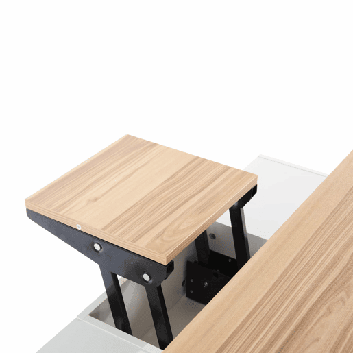 Mesa de sala elevável 100x50x47,5 cm - Mesa com função dobrável, 4 gavetas, 2 mesas hidráulicas, com rodas universais