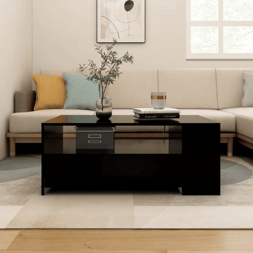 Mesa de Centro, Mesa baixa, 102x55x42 cm derivados de madeira preto