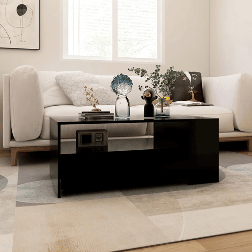 Mesa de Centro, Mesa baixa, 102x55x42 cm derivados de madeira preto