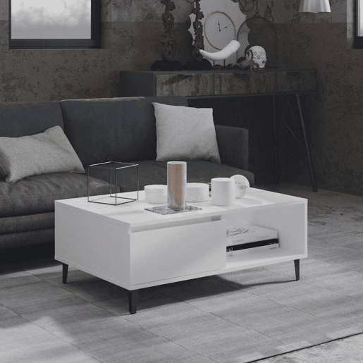 Mesa de Centro, Mesa baixa, 90x60x35 cm contraplacado branco