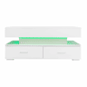 Mesa de centro hidráulica 100x50x44 cm - com LED, controlo por aplicação Bluetooth, 2 gavetas e arrumação aberta - Branco