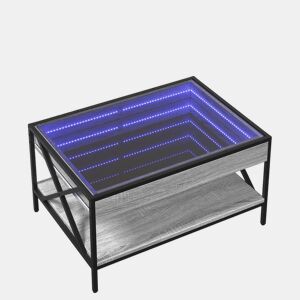 Mesa de Centro, Mesa baixa, luzes LED Infinity 70x50x38 cm cinzento sonoma