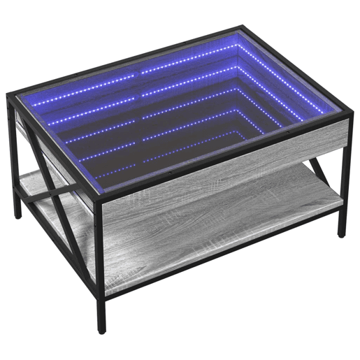 Mesa de Centro, Mesa baixa, luzes LED Infinity 70x50x38 cm cinzento sonoma