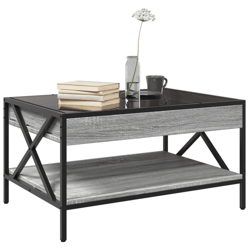 Mesa de Centro, Mesa baixa, luzes LED Infinity 70x50x38 cm cinzento sonoma