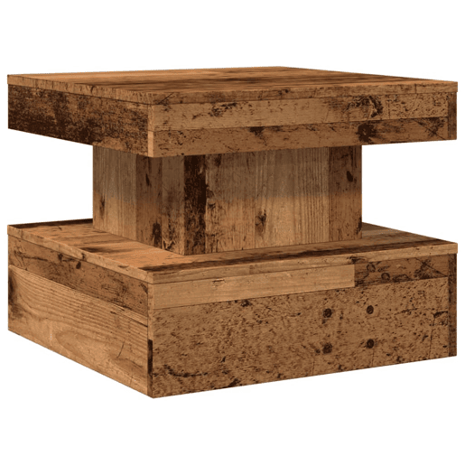 Mesa de Centro, Mesa baixa, com luzes LED 50x50x40 cm madeira velha
