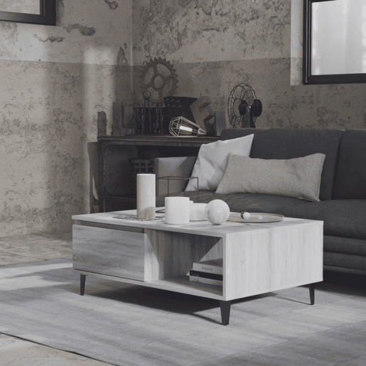 Mesa de Centro, Mesa baixa, 90x60x35 cm derivados de madeira cinzento sonoma