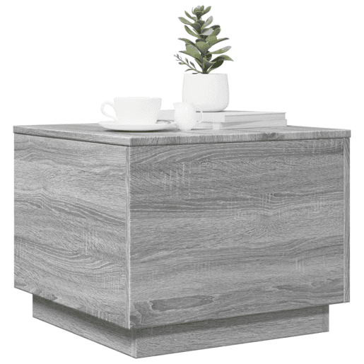 Mesa de Centro, Mesa baixa, com luzes LED 50x50x40 cm sonoma cinza-claro